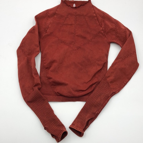 NWOT Free People Good Karma High-Neck Layer Top in Cherry Berry - Picture 3 of 4